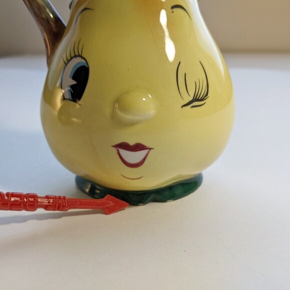 Scarce Vintage Miyao Anthropomorphic Winking Pear Face Cute Oil Cruet RARE - Picture 7 of 13